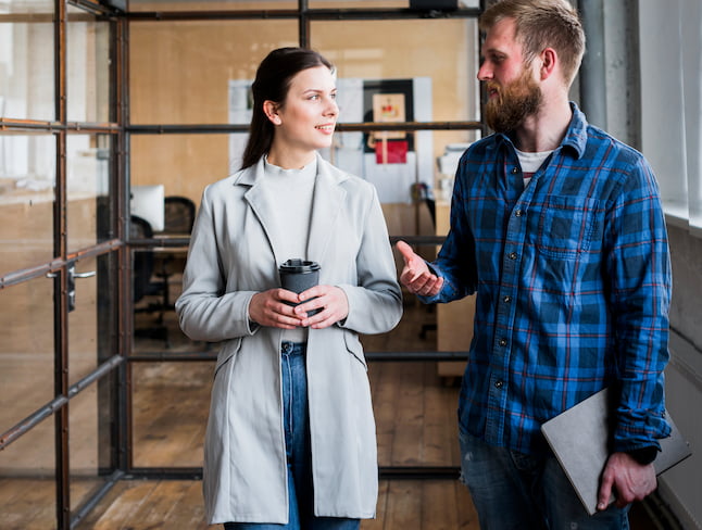 Translyft employee talking to agent