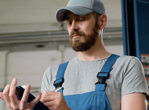 Translyft service operator checking lifting table 