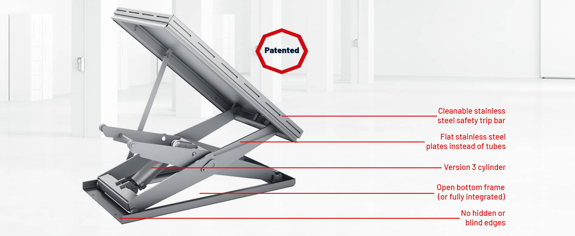 hygienic scissor lift table with specifications