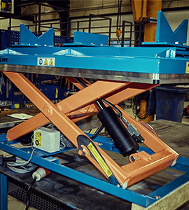 scissor lift with v-shaped fixing device
