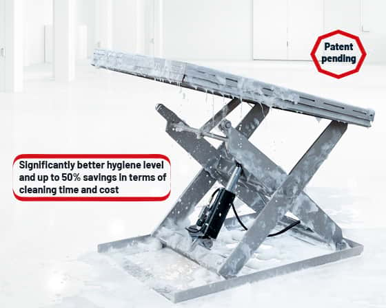 tilted hygienic lifting table