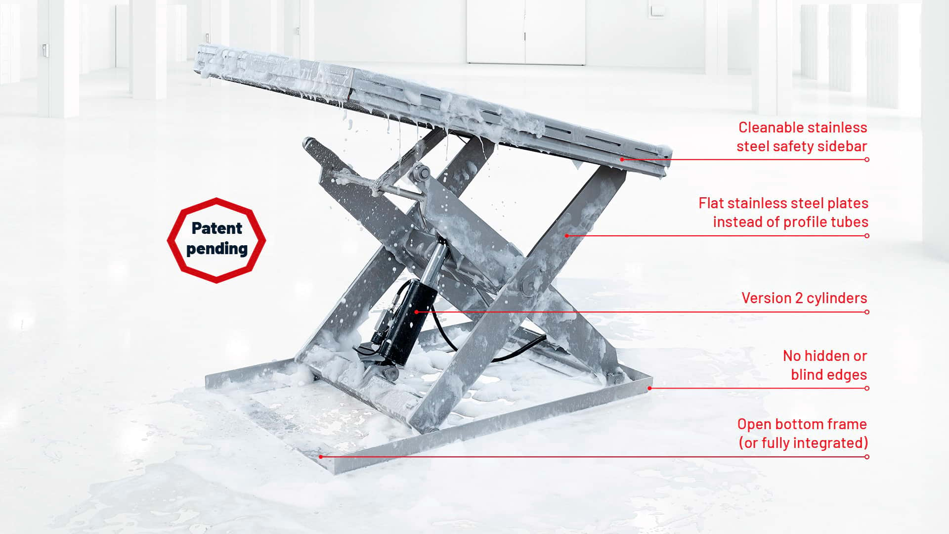 hygienic scissor lift table with specifications