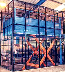 translyft goods lift in furniture warehouse 